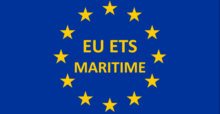 EU Flag with text "EU ETS MARITIME"