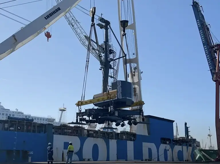Liebherr crane unloading in the port of Gdansk